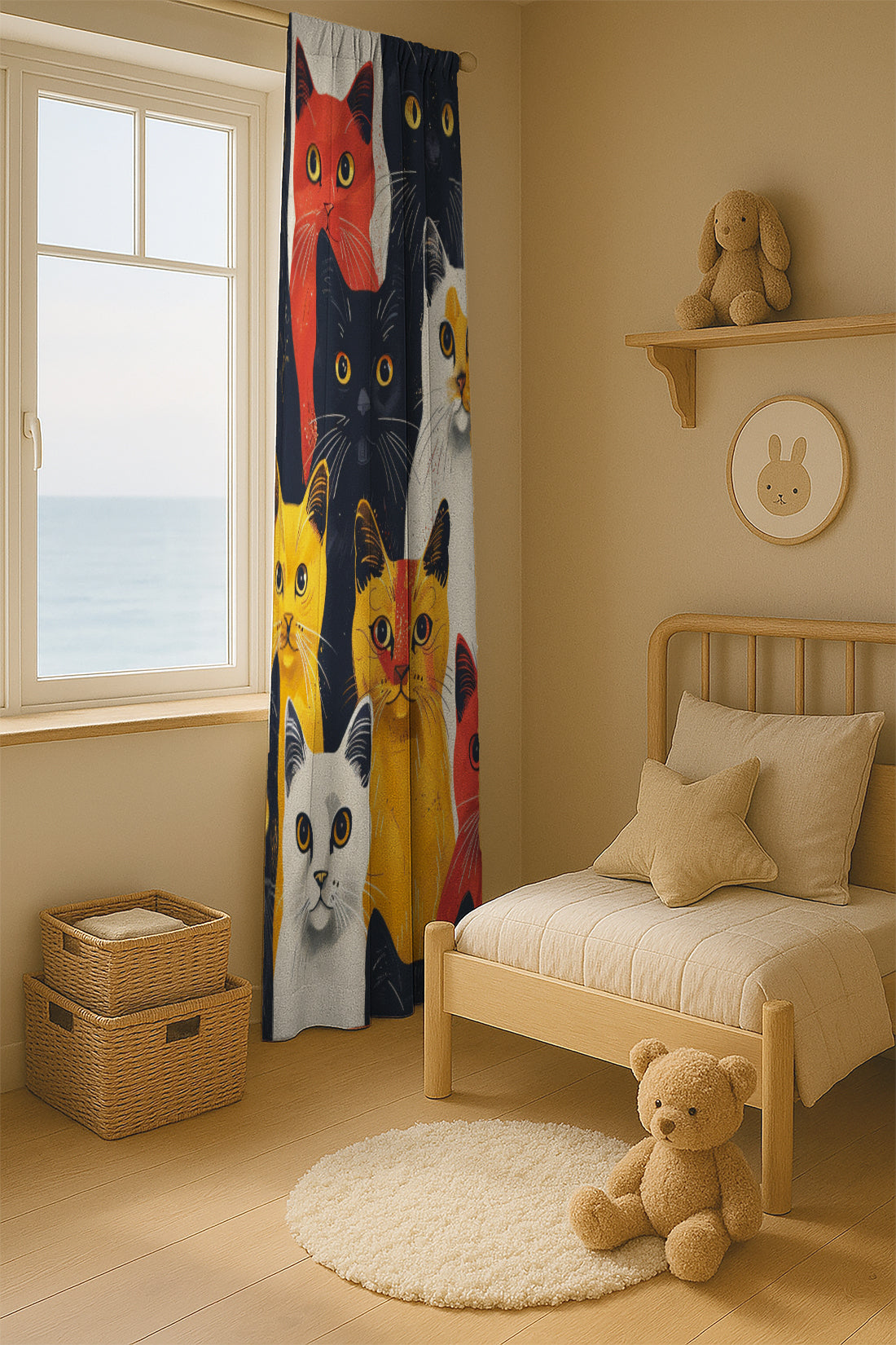 Modern Curtains Cute Cat Crew