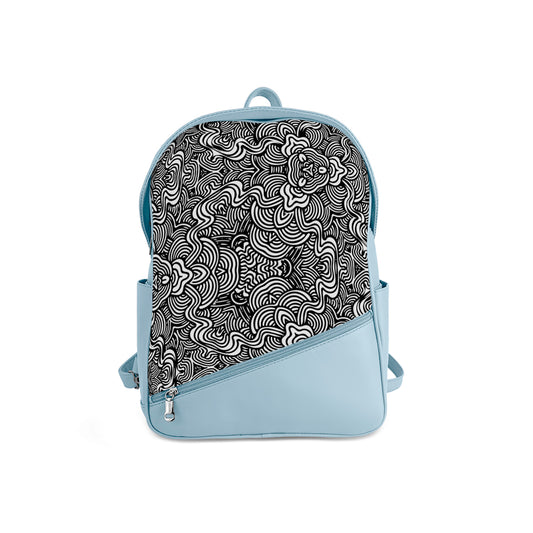 Foldover Backpack Abstract Black Wave