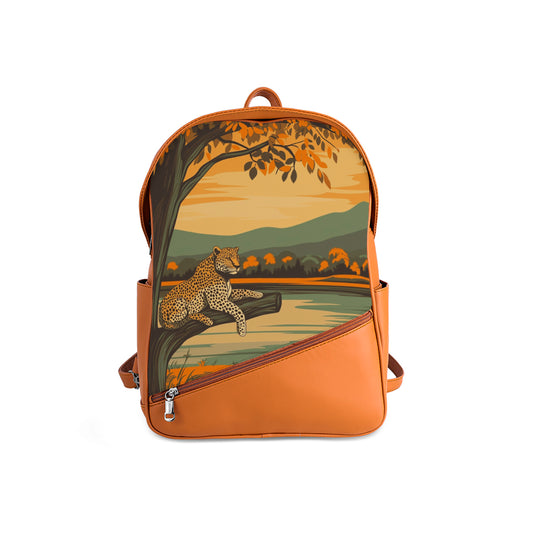 Foldover Backpack Resting On A Tree